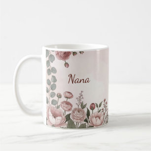 Watercolor Peony Botanical Coffee Cup for Nana