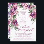 Watercolor Peony Corporate Logo Bat Mitzvah  Invitation<br><div class="desc">Watercolor Peony Corporate Logo Bat Mitzvah Invitations features an elegant watercolor purple Peony flower frame in soft deep purple and dusty pink with green leaves on a white background with your Bat Mitzvah Invitation information in the centre. Personalise by editing the text in the text boxes provided. Add your Corporate...</div>