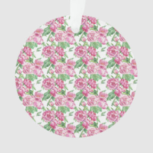 Watercolor peony field ornament