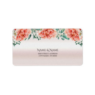 Watercolor Peony Flower Address Label