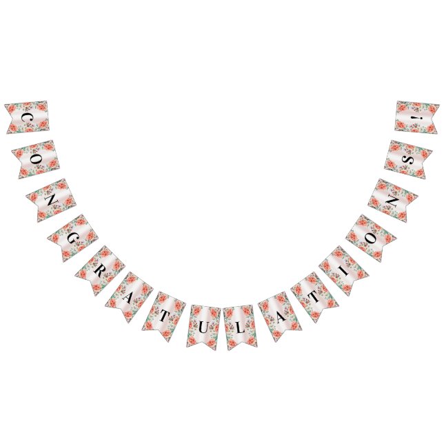 Watercolor Peony Flower Bunting Flag (All)