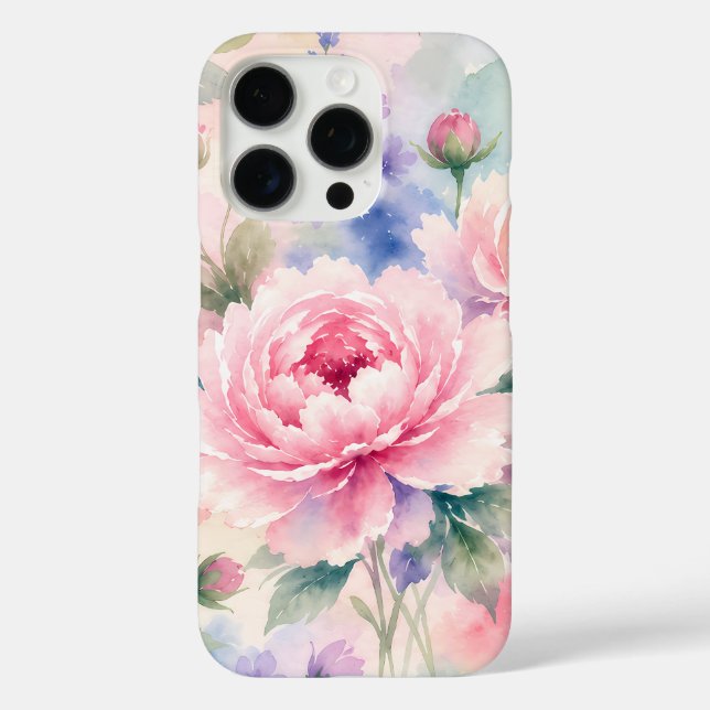Watercolor Peony Flower Case-Mate iPhone Case (Back)