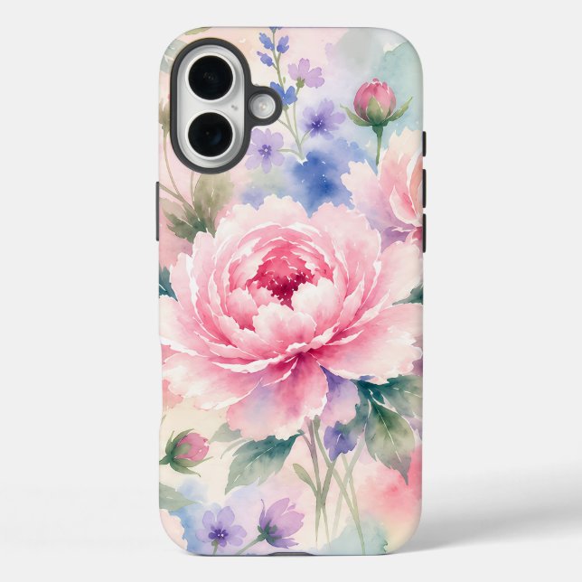 Watercolor Peony Flower Case-Mate iPhone Case (Back)