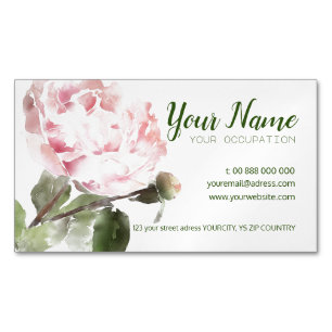 WATERCOLOR PEONY Flower Folded Business Card