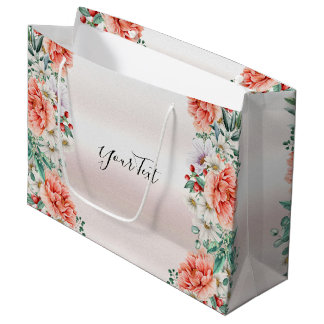 Watercolor Peony Flower Gift Bag