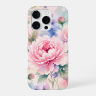 Watercolor Peony Flower iPhone 16 Pro Case