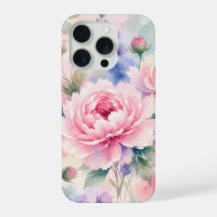 Watercolor Peony Flower iPhone 15 Pro Case