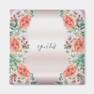 Watercolor Peony Flower Magnet