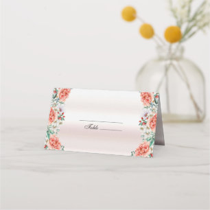 Watercolor Peony Flower Place Card