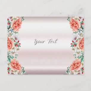 Watercolor Peony Flower Postcard