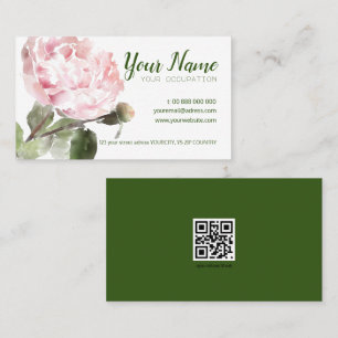 Watercolor Peony Flower Standard Business Card