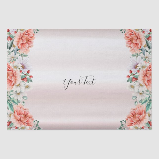 Watercolor Peony Flower Tissue Paper (Front)