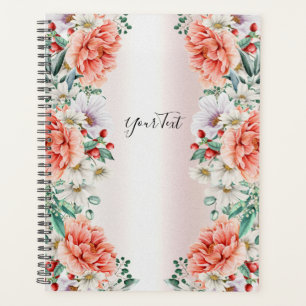 Watercolor Peony Flower Wedding Planner