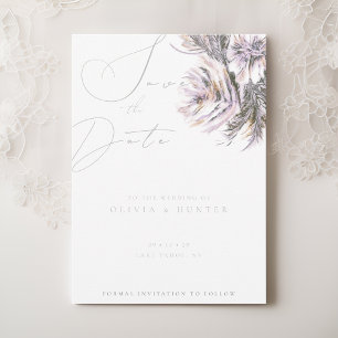 Watercolor Peony Flower Wedding Save the Date Card