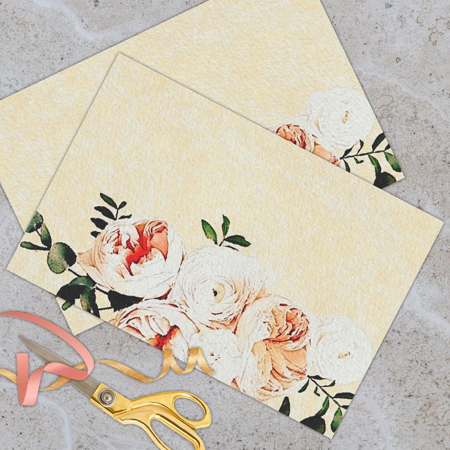 Watercolor Peony Flowers And Eucalyptus Bouquet Tissue Paper (Creator Uploaded)