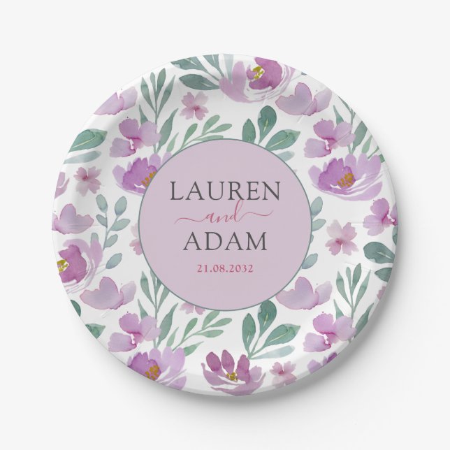 Watercolor Peony foliage Paper Plate (Front)