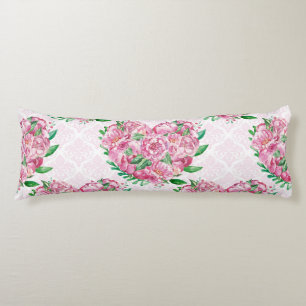 watercolor peony heart body cushion