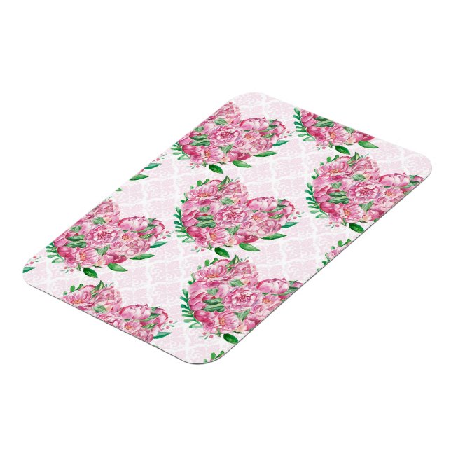 watercolor peony heart magnet (Left Side)