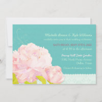 Watercolor Peony Lagoon Green Wedding