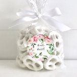 Watercolor Peony Magnolia Pink Wedding  Classic Round Sticker<br><div class="desc">Wedding featuring watercolor peony magnolia pink floral botanical design with pink and green colour scheme.</div>