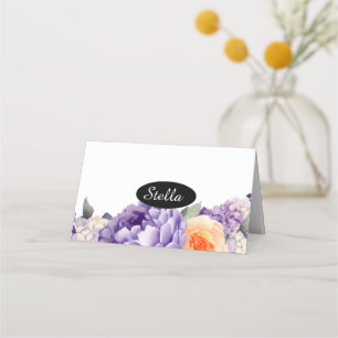 Watercolor Peony Mauve Peach Table Place Card