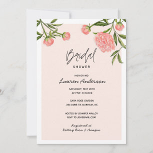 Watercolor Peony Modern Pink Bridal shower   Invitation