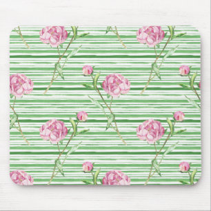 watercolor peony mouse mat