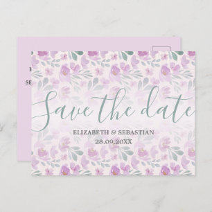 Watercolor Peony Ombre Announcement Postcard