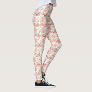 Watercolor Peony Pattern Leggings