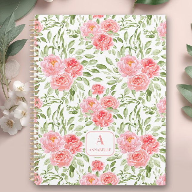 Watercolor Peony Pattern Monogram Planner (Watercolor Peony Pattern Monogram Planner)