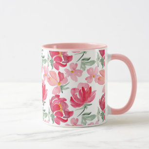 Watercolor Peony Pattern Mug