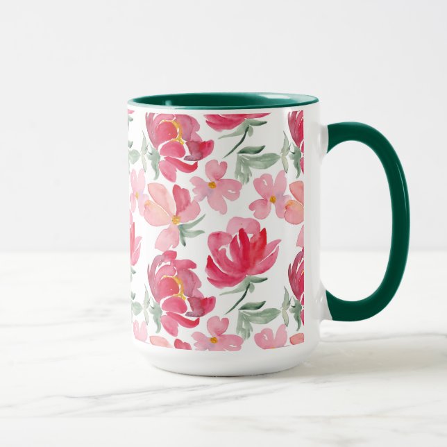 Watercolor Peony Pattern Mug (Right)