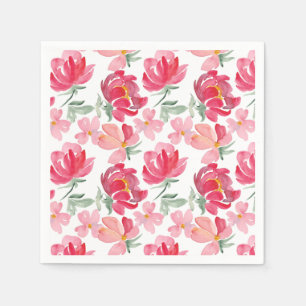 Watercolor Peony Pattern Napkin