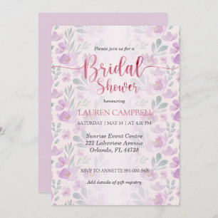 Watercolor Peony Pink and Purple Invitation