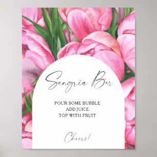 Watercolor peony roses - sangria bar poster