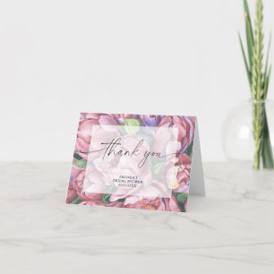 Watercolor peony roses - thank you bridal shower card