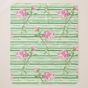 watercolor peony sherpa blanket