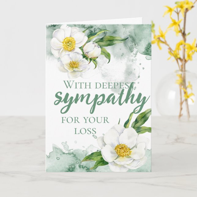 Watercolor Peony Sympathy Card (Yellow Flower)