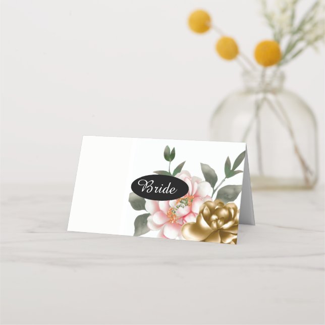Watercolor Peony Table Seating Numbers Place Card (Front)