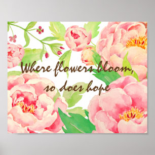 Watercolor Peony Typography Poster