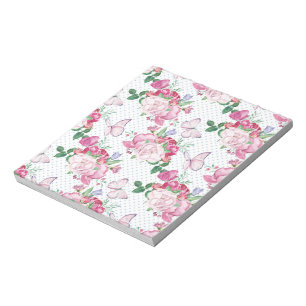 watercolor peony,watercolor butterfly notepad