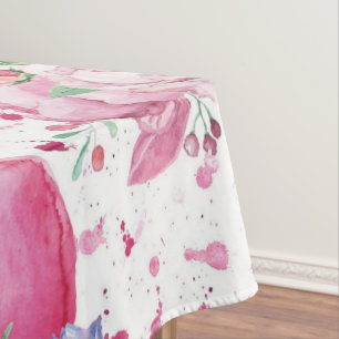 watercolor peony,watercolor heart tablecloth