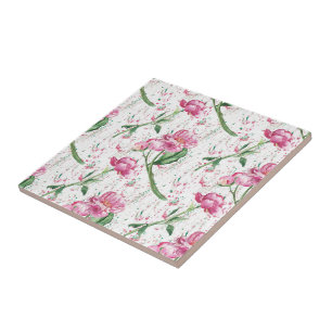 watercolor peony,watercolor sprays tile
