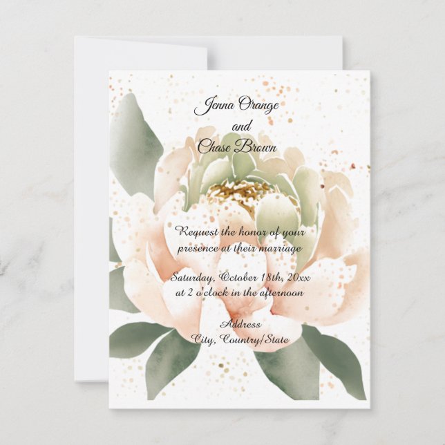 Watercolor Peony Wedding Invitation (Front)