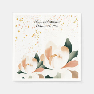 Watercolor Peony Wedding Paper Napkins