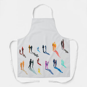 Watercolor people figure art apron