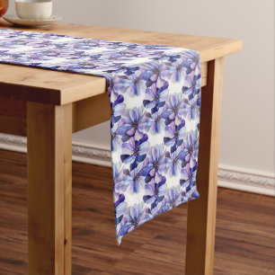 Watercolor Perennials in Lavender Colours Long Table Runner