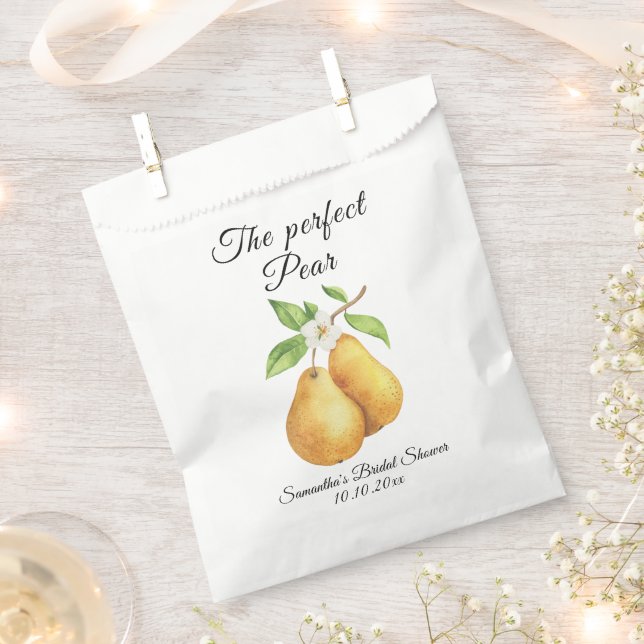 Watercolor Perfect Pear Floral Bridal Shower Favour Bags (Clipped)