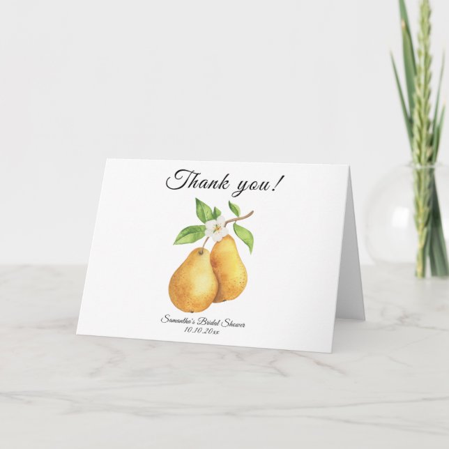 Watercolor Perfect Pear Thank You Bridal Shower (Front)