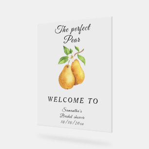 Watercolor Perfect Pear Welcome Bridal Shower Acrylic Sign